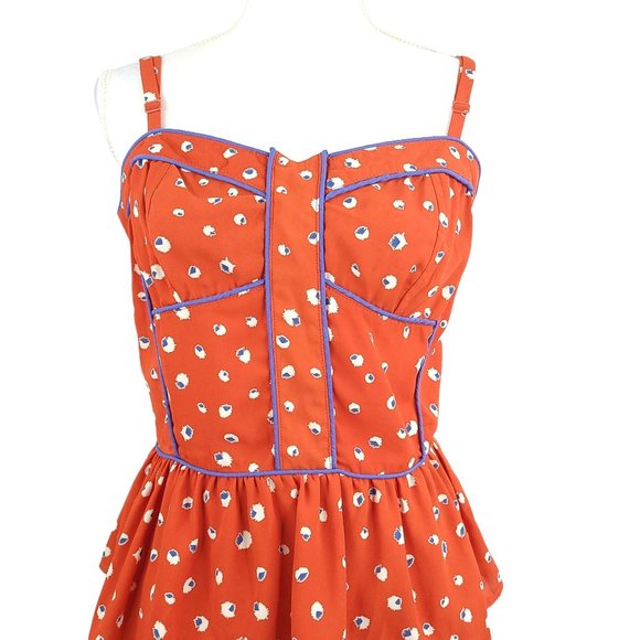 Pure Sugar Sundress Womens Size L Spaghetti Straps Red Blue Floral Dress NEW - Picture 7 of 11
